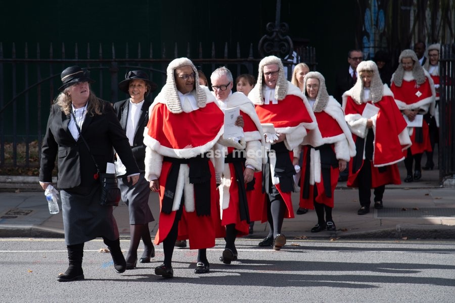 High Court Judges are seen walking to Parliament after attending The Judges Service To Mark the Start of The 2026 Legal Year - Whitehall, London, England, UK on Thursday 1 October, 2026