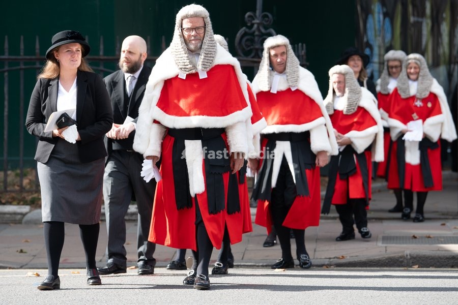 High Court Judges are seen walking to Parliament after attending The Judges Service To Mark the Start of The 2026 Legal Year - Whitehall, London, England, UK on Thursday 1 October, 2026