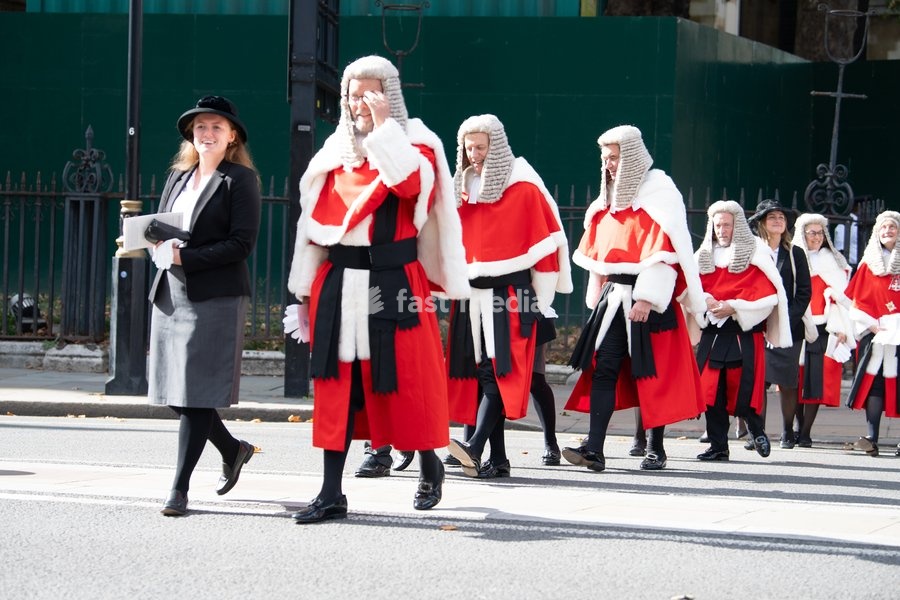 High Court Judges are seen walking to Parliament after attending The Judges Service To Mark the Start of The 2026 Legal Year - Whitehall, London, England, UK on Thursday 1 October, 2026