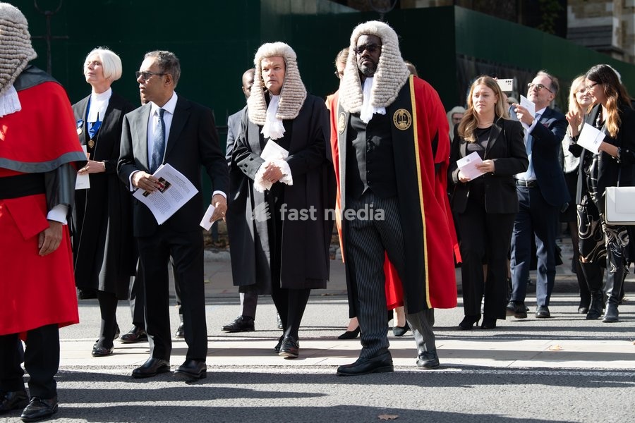 Judges are seen walking to Parliament after attending The Judges Service To Mark the Start of The 2026 Legal Year - Whitehall, London, England, UK on Thursday 1 October, 2026