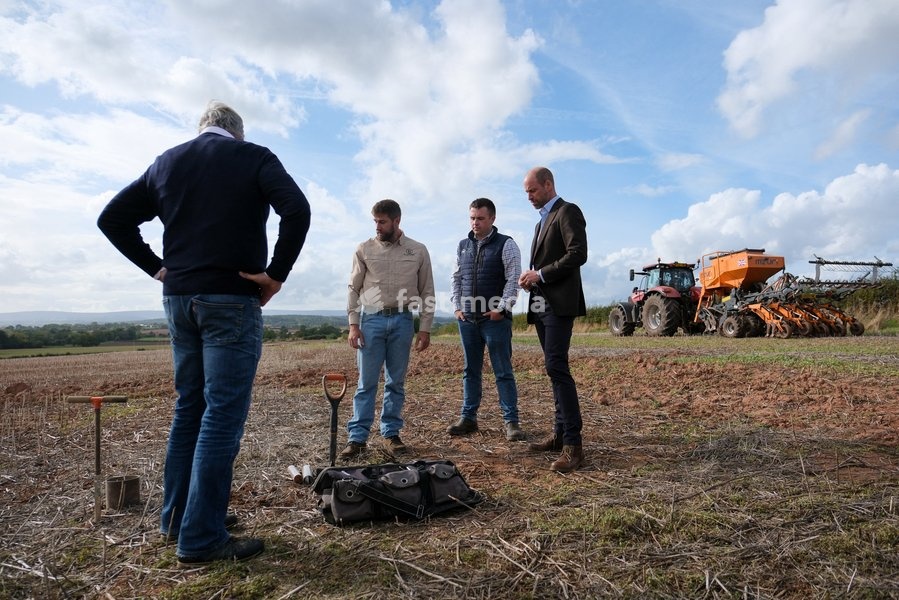 Britain's Prince William meets Harry Davies, the incoming tenant of the Duchy of Cornwall's first regenerative Farm Business Tenancy, during a visit to examine the role of regenerative farming in climate resilience in Hereford, Britain, October 1, 2026