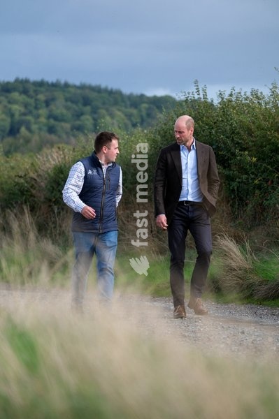 Britain's Prince William meets Harry Davies, the incoming tenant of the Duchy of Cornwall's first regenerative Farm Business Tenancy, during a visit to examine the role of regenerative farming in climate resilience in Hereford, Britain, October 1, 2026