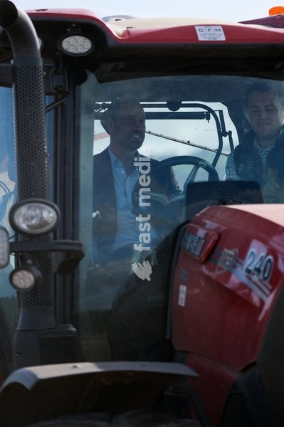 Britain's Prince William sits in a farming vehicle with Harry Davies, the incoming tenant of the Duchy of Cornwall's first regenerative Farm Business Tenancy, during a visit to examine the role of regenerative farming in climate resilience, in Hereford, Britain, October 1, 2026