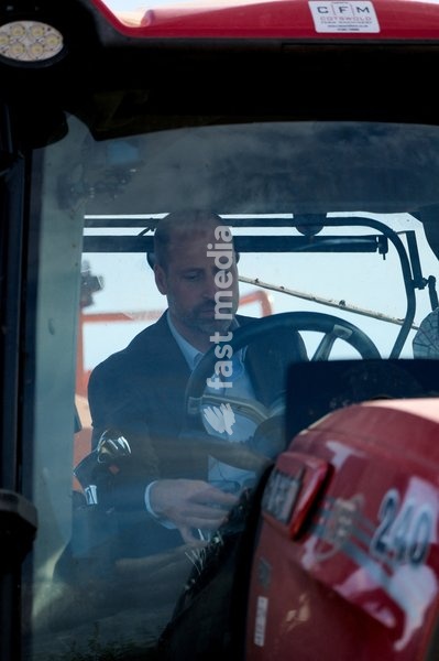 Britain's Prince William sits in a farming vehicle as he meets Harry Davies (not pictured), the incoming tenant of the Duchy of Cornwall's first regenerative Farm Business Tenancy, during a visit to examine the role of regenerative farming in climate resilience, in Hereford, Britain, October 1, 2026