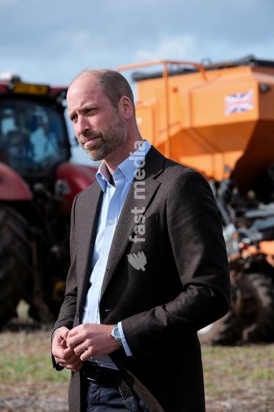 Britain's Prince William listens as he meets Harry Davies (not pictured), the incoming tenant of the Duchy of Cornwall's first regenerative Farm Business Tenancy, during a visit to examine the role of regenerative farming in climate resilience in Hereford, Britain, October 1, 2026