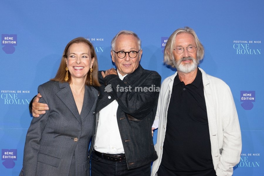 Carole Bouquet and Fabrice Luchini, alongside director Martin Provost, at Pathé Gare du Sud for the Nice Cinéroman Festival, attending the presentation of the film Demain je tombe amoureux, directed by Martin Provost, in Nice, on September 28, 2026