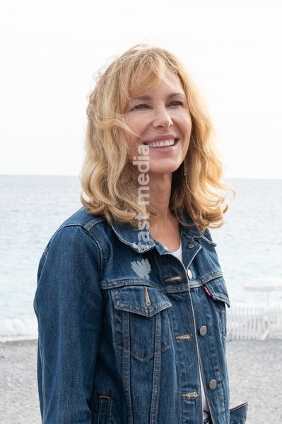 Pascale Arbillot poses at "Promonenade des Anglais" for a photocall during the Festival Cineroman in Nice, on September 28, 2026