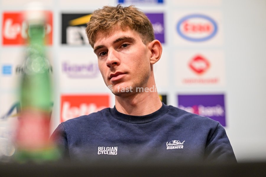 Belgian Ramses Debruyne is pictured during a press conference ahead of the cycling European Championships, in Ljubljana, Slovenia, Friday 2 October 2026. The UEC road championships are taking place from 03 to 07 October