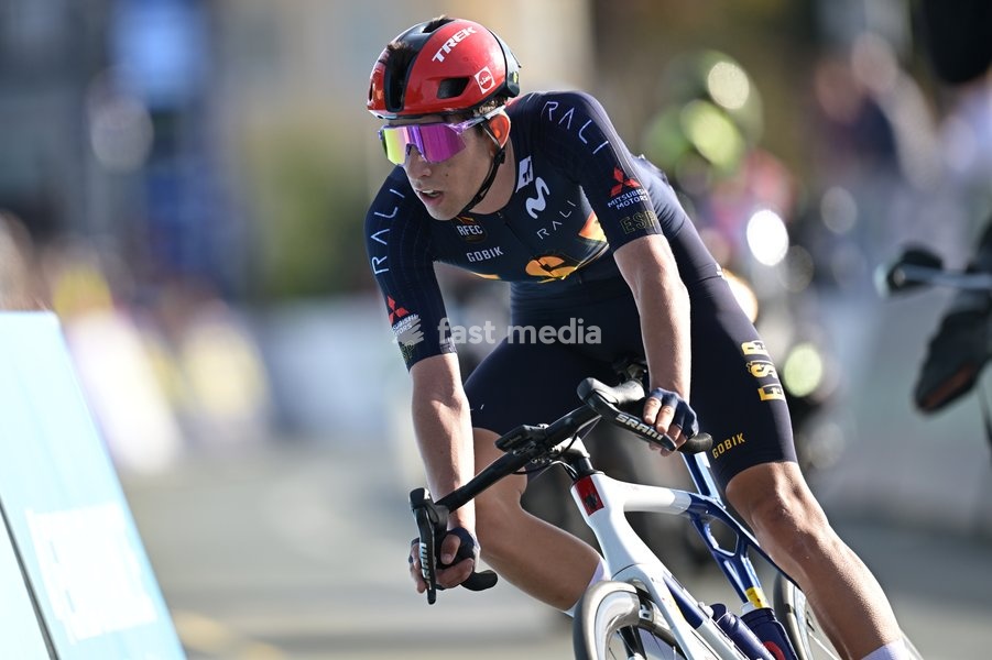Spanish Hector Alvarez Martinez of Lidl-Trek pictured in action during the Men U23 Road Race race (141,8km) at the cycling UEC Road European Championships, in Ljubljana, Slovenia Friday 2 October 2026. The UEC Road European Championships are taking place from 02 to 07 October in Ljubljana, Slovenia