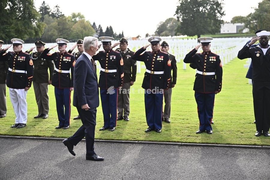 King Philippe - Filip of Belgium pictured during a royal visit to the World War II Commemoration at the American Military Cemetery in Henri-Chapelle, Plombieres, on Friday 2 October 2026. The ceremony pays tribute to the American veterans in attendance and to their fallen comrades-in-arms. It…