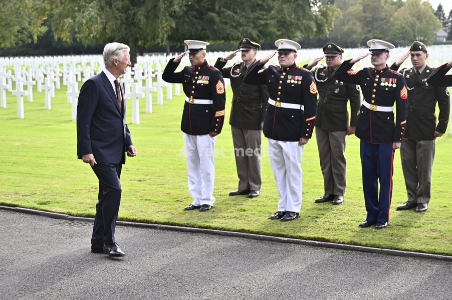 King Philippe - Filip of Belgium pictured during a royal visit to the World War II Commemoration at the American Military Cemetery in Henri-Chapelle, Plombieres, on Friday 2 October 2026. The ceremony pays tribute to the American veterans in attendance and to their fallen comrades-in-arms. It…