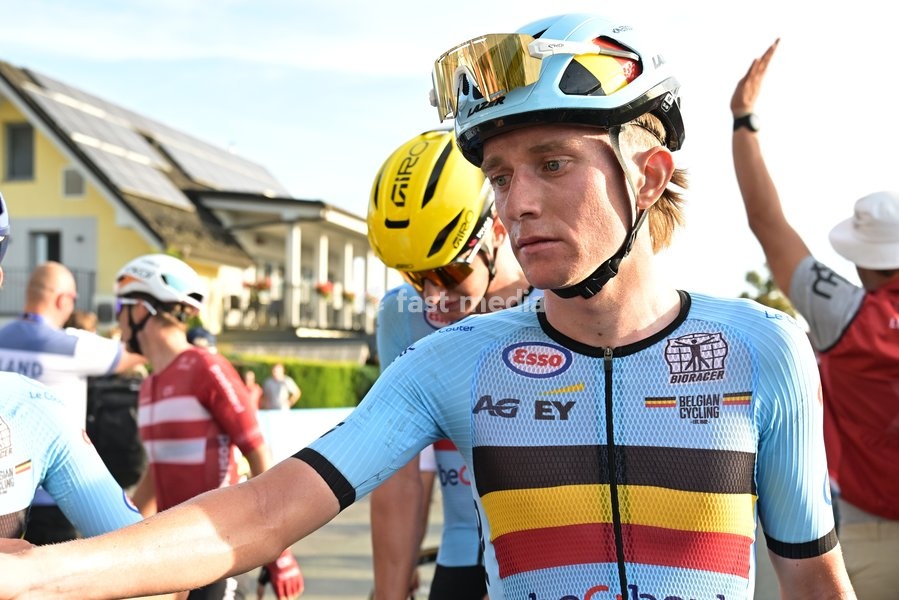 Belgian Niels Driesen pictured after finishing third of the Men U23 Road Race race (141,8km) at the cycling UEC Road European Championships, in Ljubljana, Slovenia Friday 2 October 2026. The UEC Road European Championships are taking place from 02 to 07 October in Ljubljana, Slovenia