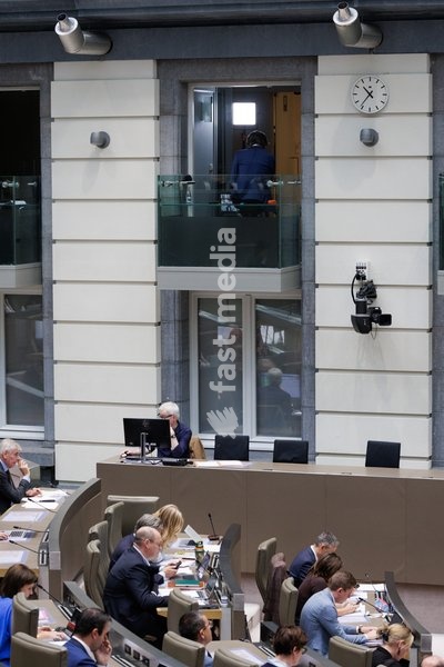 The Press box at the Flemish parliament pictured to illustrate the press at work in Belgium, Friday 2 October 2026