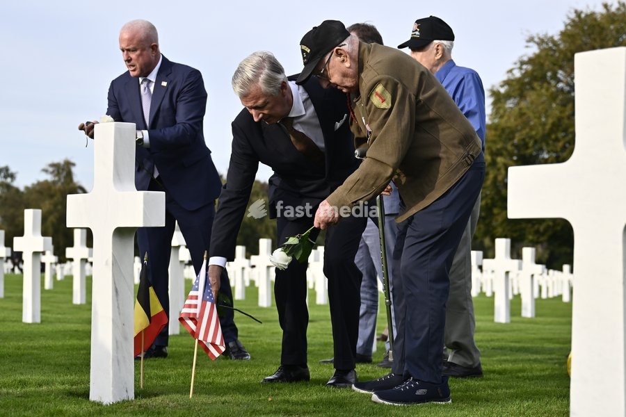 King Philippe - Filip of Belgium is pictured during a royal visit to the World War II Commemoration at the American Military Cemetery in Henri-Chapelle, Plombieres, on Friday 2 October 2026. The ceremony pays tribute to the American veterans in attendance and to their fallen comrades-in-arms. It…