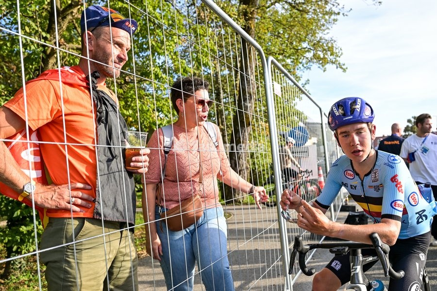 Belgian Matteo Vanhuffel is pictured after the Men U23 Road Race race (141,8km) at the cycling UEC Road European Championships, in Ljubljana, Slovenia Friday 2 October 2026. The UEC Road European Championships are taking place from 02 to 07 October in Ljubljana, Slovenia