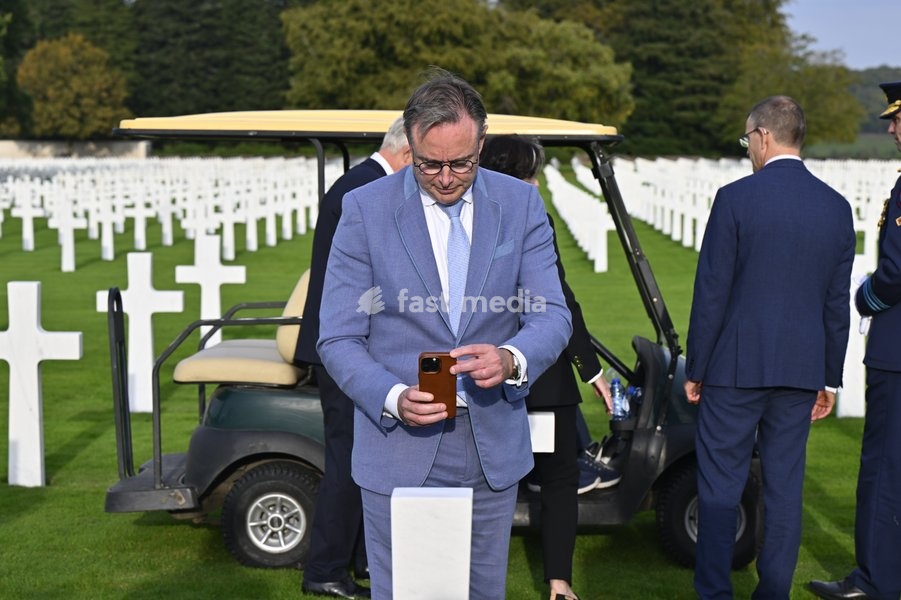 Prime Minister Bart De Wever pictured during a royal visit to the World War II Commemoration at the American Military Cemetery in Henri-Chapelle, Plombieres, on Friday 2 October 2026. The ceremony pays tribute to the American veterans in attendance and to their fallen comrades-in-arms. It features…