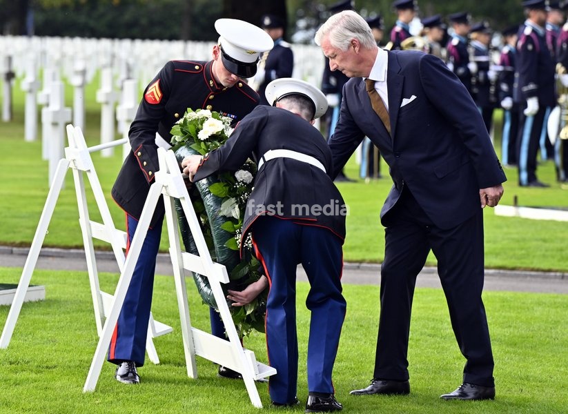 King Philippe - Filip of Belgium pictured during a royal visit to the World War II Commemoration at the American Military Cemetery in Henri-Chapelle, Plombieres, on Friday 2 October 2026. The ceremony pays tribute to the American veterans in attendance and to their fallen comrades-in-arms. It…