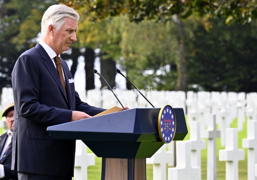 King Philippe - Filip of Belgium pictured during a royal visit to the World War II Commemoration at the American Military Cemetery in Henri-Chapelle, Plombieres, on Friday 2 October 2026. The ceremony pays tribute to the American veterans in attendance and to their fallen comrades-in-arms. It…