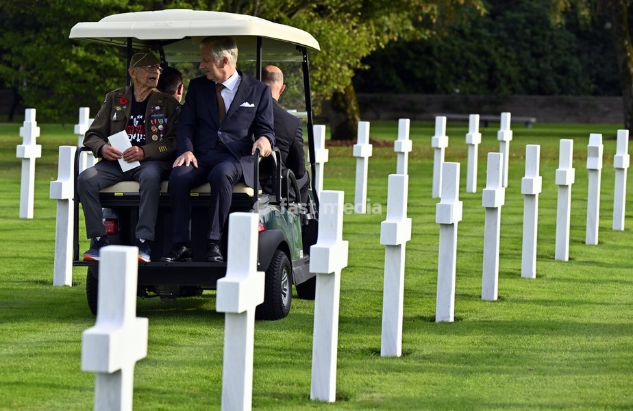 King Philippe - Filip of Belgium pictured during a royal visit to the World War II Commemoration at the American Military Cemetery in Henri-Chapelle, Plombieres, on Friday 2 October 2026. The ceremony pays tribute to the American veterans in attendance and to their fallen comrades-in-arms. It…