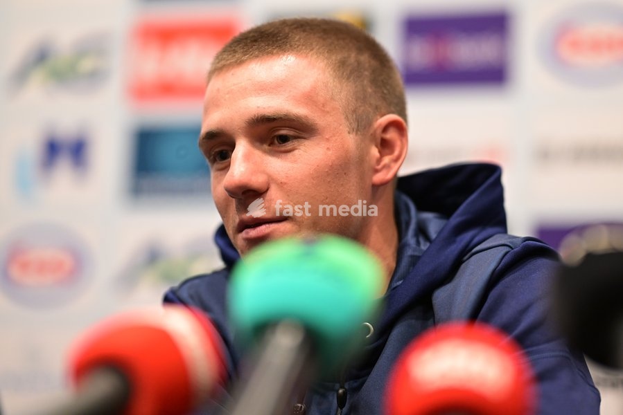 Belgian Remco Evenepoel is pictured during a press conference ahead of the cycling European Championships, in Ljubljana, Slovenia, Friday 2 October 2026. The UEC road championships are taking place from 03 to 07 October