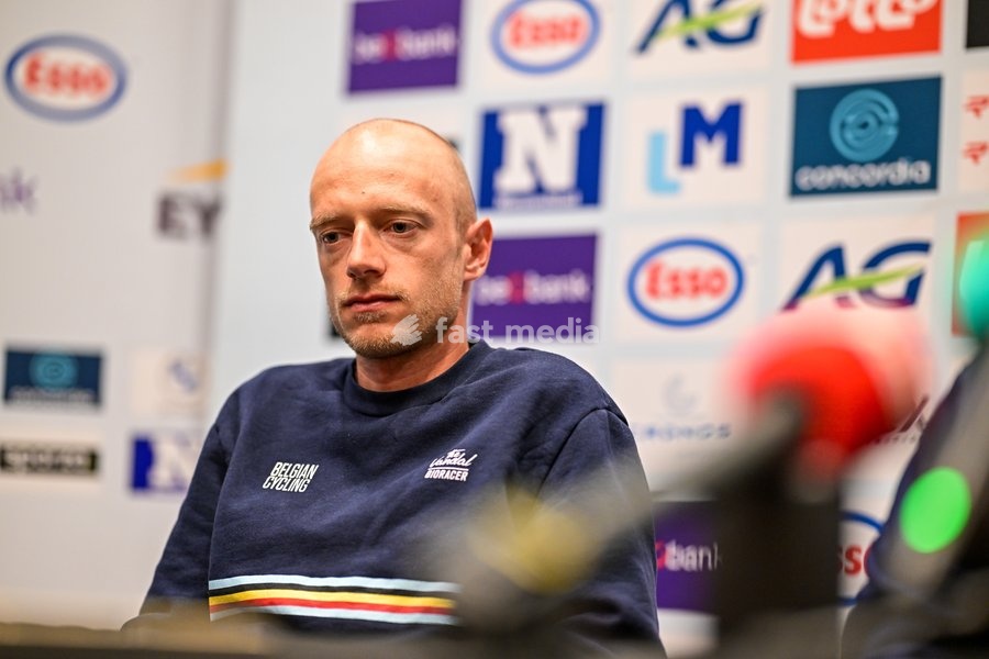 Belgian Rune Herregodts is pictured during a press conference ahead of the cycling European Championships, in Ljubljana, Slovenia, Friday 2 October 2026. The UEC road championships are taking place from 03 to 07 October