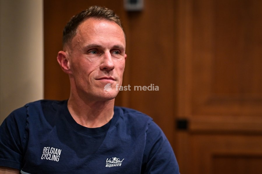 Coach of the Belgian national cycling team Serge Pauwels is pictured during a press conference ahead of the cycling European Championships, in Ljubljana, Slovenia, Friday 2 October 2026. The UEC road championships are taking place from 03 to 07 October