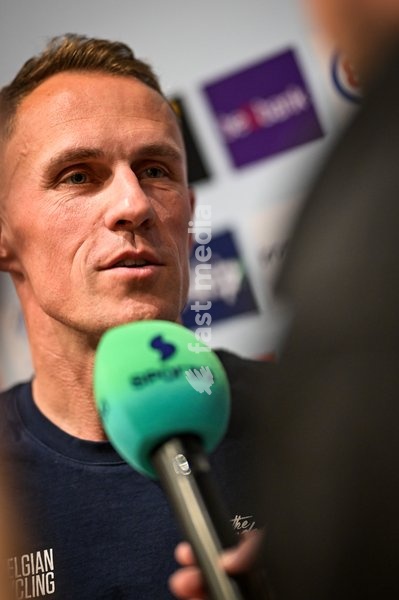 Coach of the Belgian national cycling team Serge Pauwels is pictured during a press conference ahead of the cycling European Championships, in Ljubljana, Slovenia, Friday 2 October 2026. The UEC road championships are taking place from 03 to 07 October
