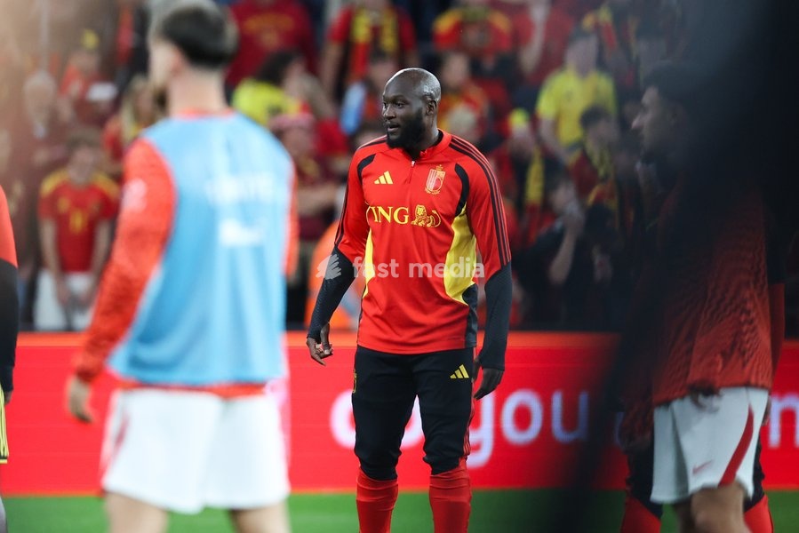 Belgium's Romelu Lukaku pictured in action during the warming-up for pictured during a soccer game between Belgian national team Red Devils and Turkey, on Friday 2 October 2026 in Liege, the third game of the UEFA Nations League group stage