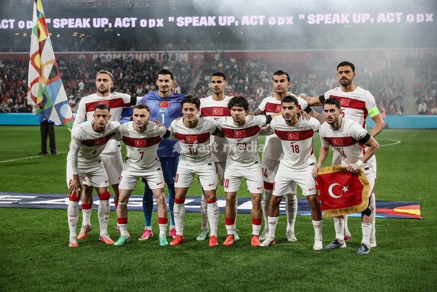 Turkey' players pictured during a soccer game between Belgian national team Red Devils and Turkey, on Friday 2 October 2026 in Liege, the third game of the UEFA Nations League group stage