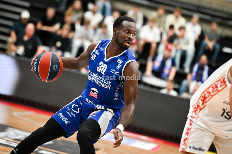 Mechelen's Sigfredo Casero-Ortiz pictured in action during a basketball match between Limburg United and Kangoeroes Mechelen, Friday 2 October 2026, in Hasselt, on the first game in Belgium of the 'BNXT League' Belgian/ Dutch first division basket championship 2026-2027