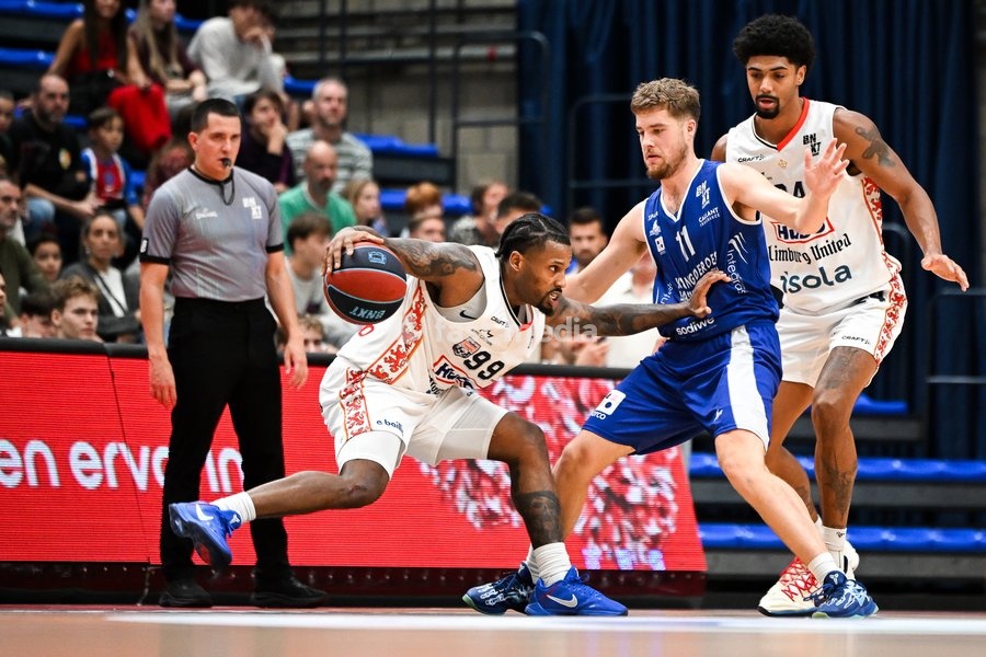 Limburg's Vincent Shahid pictured in action during a basketball match between Limburg United and Kangoeroes Mechelen, Friday 2 October 2026, in Hasselt, on the first game in Belgium of the 'BNXT League' Belgian/ Dutch first division basket championship 2026-2027