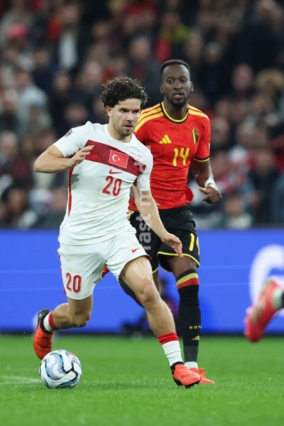 Turkey' Ferdi Kadioglu pictured during a soccer game between Belgian national team Red Devils and Turkey, on Friday 2 October 2026 in Liege, the third game of the UEFA Nations League group stage