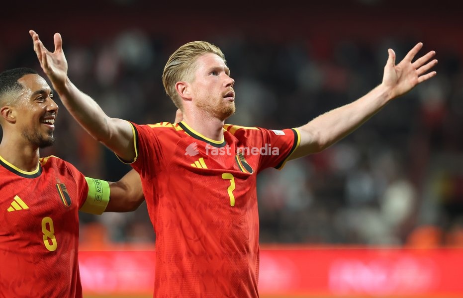 Belgium's Kevin De Bruyne celebrates after scoring during pictured during a soccer game between Belgian national team Red Devils and Turkey, on Friday 2 October 2026 in Liege, the third game of the UEFA Nations League group stage