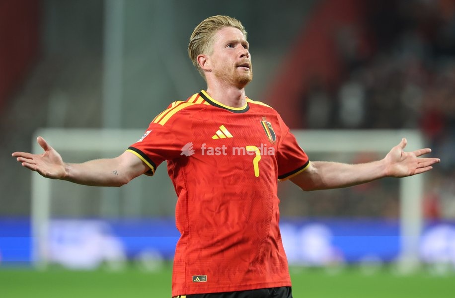 Belgium's Kevin De Bruyne celebrates after scoring during pictured during a soccer game between Belgian national team Red Devils and Turkey, on Friday 2 October 2026 in Liege, the third game of the UEFA Nations League group stage