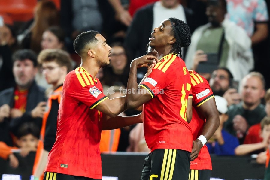 Belgium's Nathan Ngoy pictured during a soccer game between Belgian national team Red Devils and Turkey, on Friday 2 October 2026 in Liege, the third game of the UEFA Nations League group stage