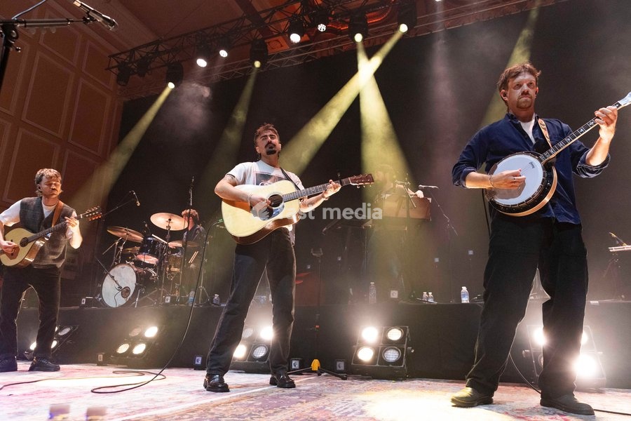 Ross McNerney, Robbie Cunningham and Oisin McCaffrey of Amble, performs live, at O2 City Hall, Newcastle, UK, on 2 October 2026