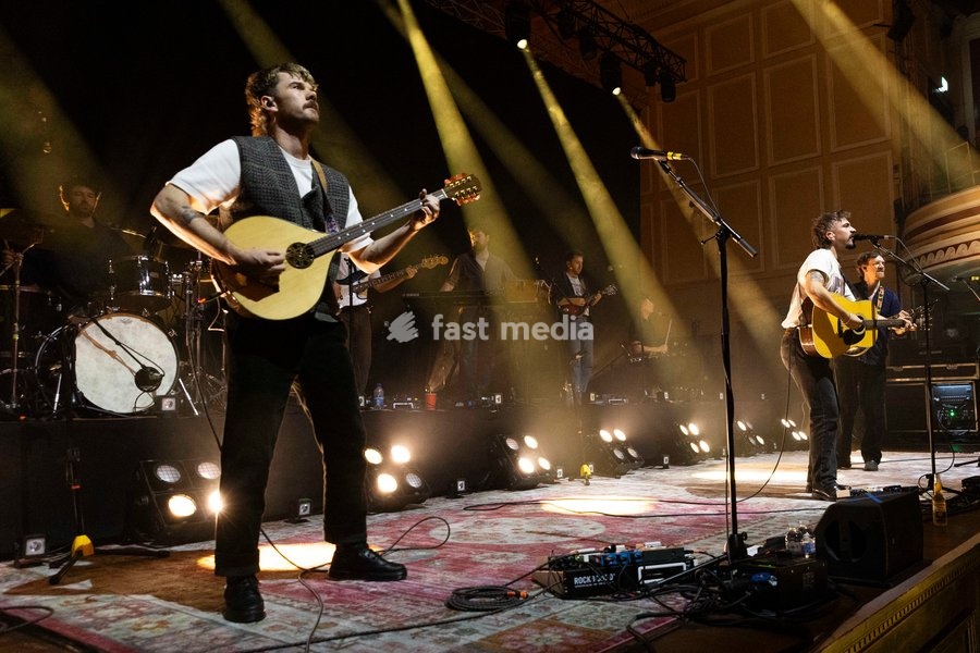 Ross McNerney, Robbie Cunningham and Oisin McCaffrey of Amble, performs live, at O2 City Hall, Newcastle, UK, on 2 October 2026