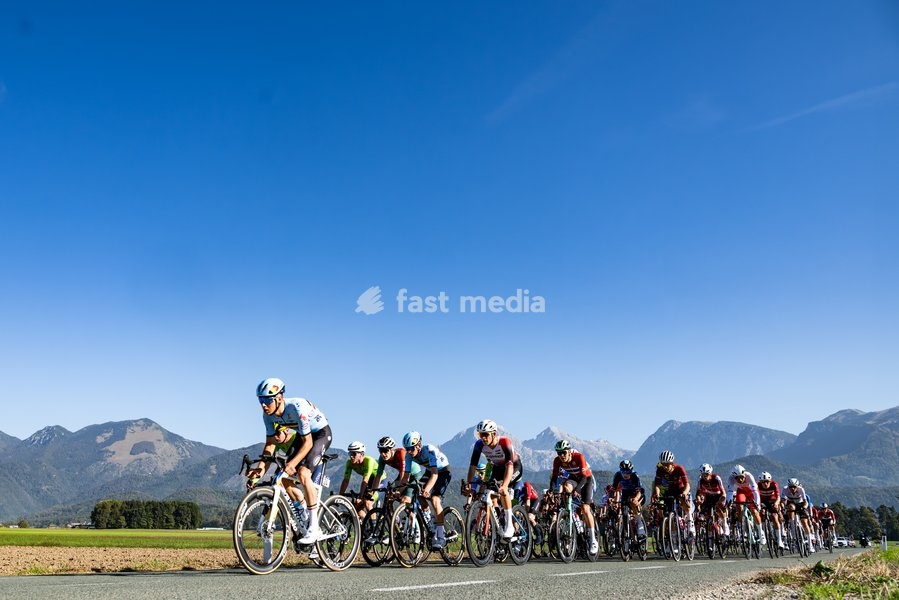 Belgium's Sander Willems is pictured in action during the Men juniors Road Race race (110,5 km) at the cycling UEC Road European Championships, in Ljubljana, Slovenia Saturday 3 October 2026. The UEC Road European Championships are taking place from 02 to 07 October in Ljubljana, Slovenia