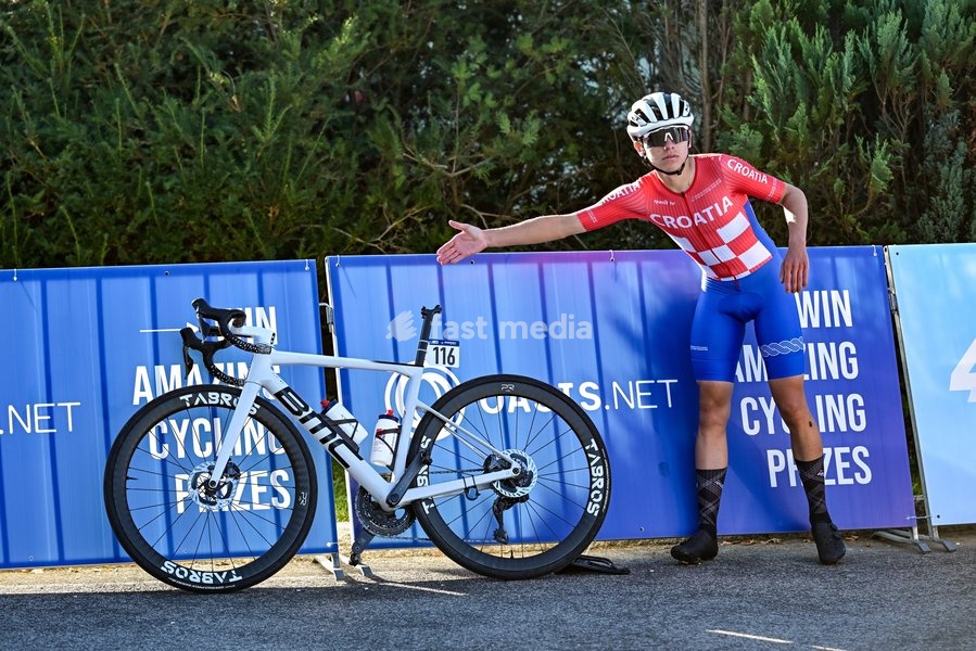 Croatia's Vanja Paleznica looks dejected during the Men juniors Road Race race (110,5 km) at the cycling UEC Road European Championships, in Ljubljana, Slovenia Saturday 3 October 2026. The UEC Road European Championships are taking place from 02 to 07 October in Ljubljana, Slovenia