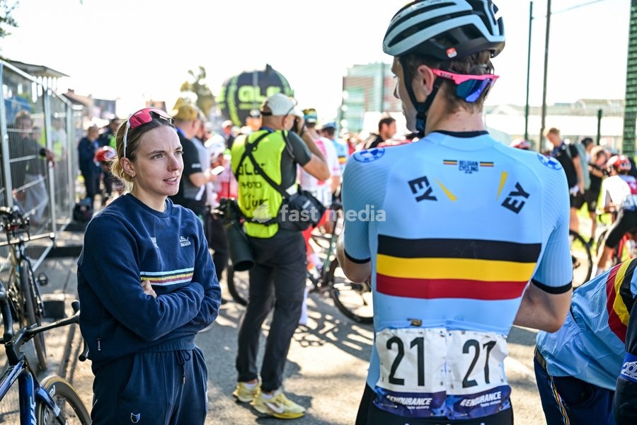 Belgium's Emil Siegers and sister Emma Siegers are pictured after the Men juniors Road Race race (110,5 km) at the cycling UEC Road European Championships, in Ljubljana, Slovenia Saturday 3 October 2026. The UEC Road European Championships are taking place from 02 to 07 October in Ljubljana,…
