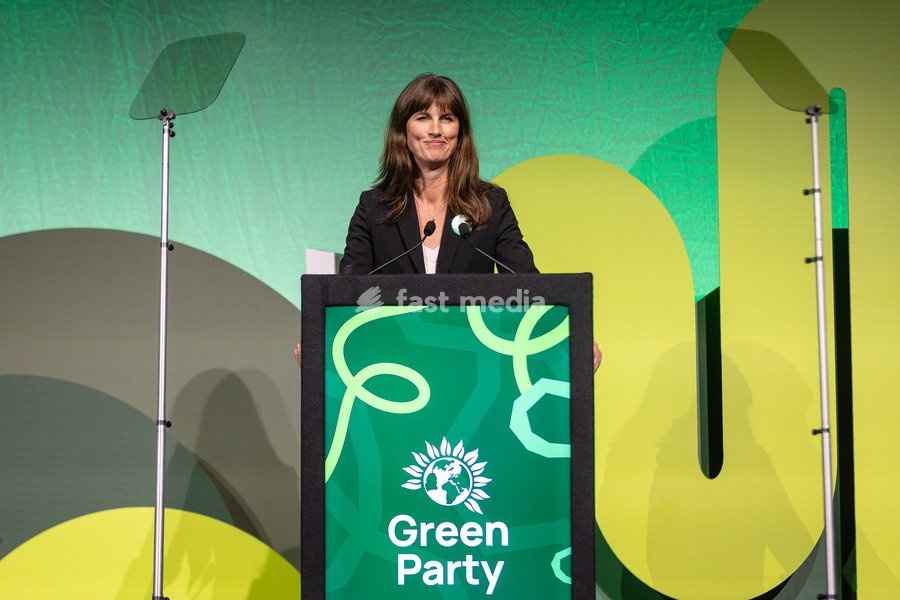 Green Party Co-Deputy Leader Rachel Millward delivers a speech at the Green Party Conference in Brighton, UK, on 3 October 2026