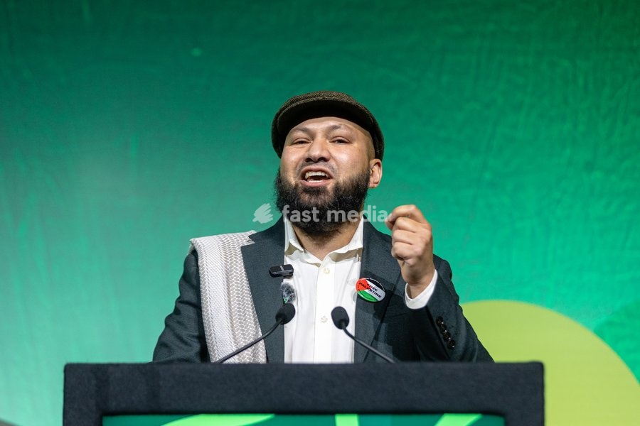 Green Party Co-Deputy Leader Mothin Ali delivers a speech at the Green Party Conference in Brighton, UK, on 3 October 2026