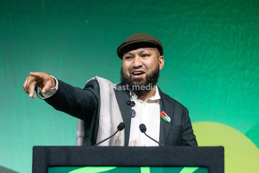 Green Party Co-Deputy Leader Mothin Ali delivers a speech at the Green Party Conference in Brighton, UK, on 3 October 2026