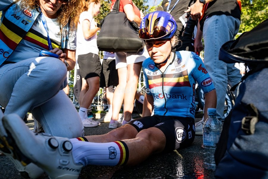 Belgium's Audrey De Keersmaeker is pictured after the elite women Road Race race (130 km) at the cycling UEC Road European Championships, in Ljubljana, Slovenia Saturday 3 October 2026. The UEC Road European Championships are taking place from 02 to 07 October in Ljubljana, Slovenia