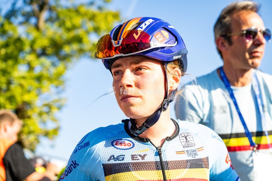Belgium's Audrey De Keersmaeker is pictured after the elite women Road Race race (130 km) at the cycling UEC Road European Championships, in Ljubljana, Slovenia Saturday 3 October 2026. The UEC Road European Championships are taking place from 02 to 07 October in Ljubljana, Slovenia