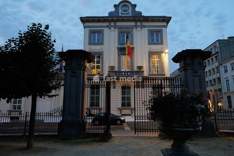 This image shows the prime Minister office after a meeting of the Federal Government on the budget for 2027, Saturday 3 October 2026 in Brussels