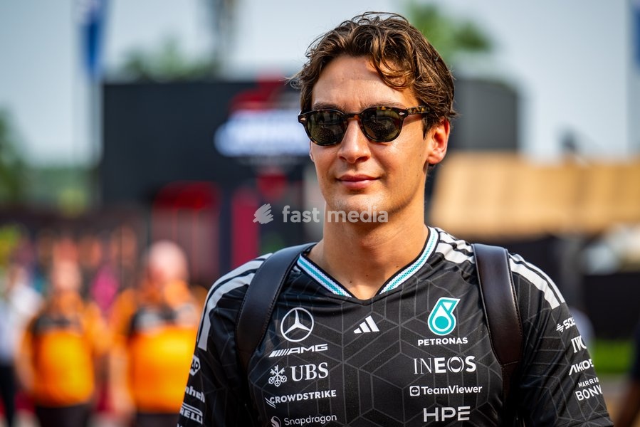George Russell (GBR) - Mercedes-AMG PETRONAS F1 Team during Practice sessions of Saturday of Formula 1 Gulf Air Bahrain Grand Prix in Malaysia 2026 at Sepang International Circuit in Sepang, Malaysia. Round 16 of 23 of the 2026 FIA Formula One World Championship, held October 2-4, 2026. The race…
