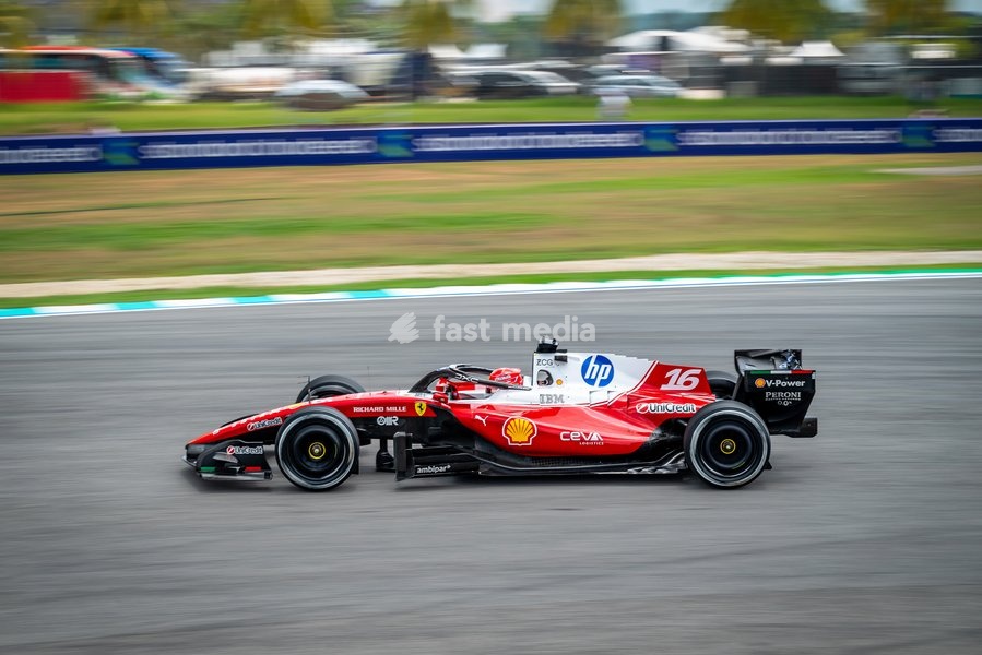 Charles Leclerc (MON) - Scuderia Ferrari HP during Practice sessions of Saturday of Formula 1 Gulf Air Bahrain Grand Prix in Malaysia 2026 at Sepang International Circuit in Sepang, Malaysia. Round 16 of 23 of the 2026 FIA Formula One World Championship, held October 2-4, 2026. The race was…