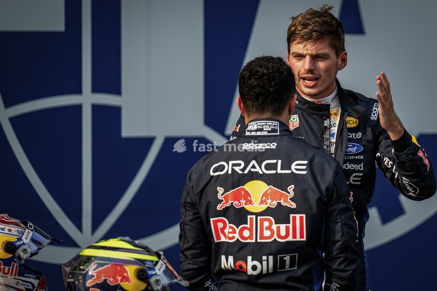 Max Verstappen (NED) and Isack Hadjar (FRA) - Oracle Red Bull Racing during Qualifying of Saturday of Formula 1 Gulf Air Bahrain Grand Prix in Malaysia 2026 at Sepang International Circuit in Sepang, Malaysia. Round 16 of 23 of the 2026 FIA Formula One World Championship, held October 2-4, 2026.…