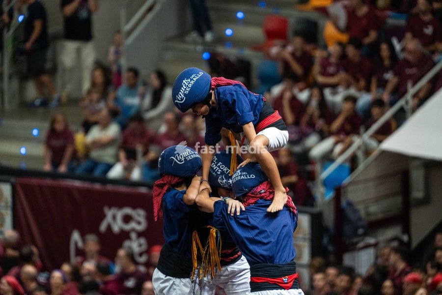 Members of the Xiquets del Serrallo colla making a human tower during the Concurs de Castells competition in Tarragona, Spain, on October 3, 2026